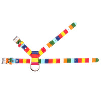 HKM-7793853 Colorful Canvas PU Dog Walking Rope with Adjustable Chest Strap - Size S, M, L, XL, XXL