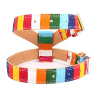 HKM-7793853 Colorful Canvas PU Dog Walking Rope with Adjustable Chest Strap - Size S, M, L, XL, XXL