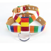 HKM-7793853 Colorful Canvas PU Dog Walking Rope with Adjustable Chest Strap - Size S, M, L, XL, XXL