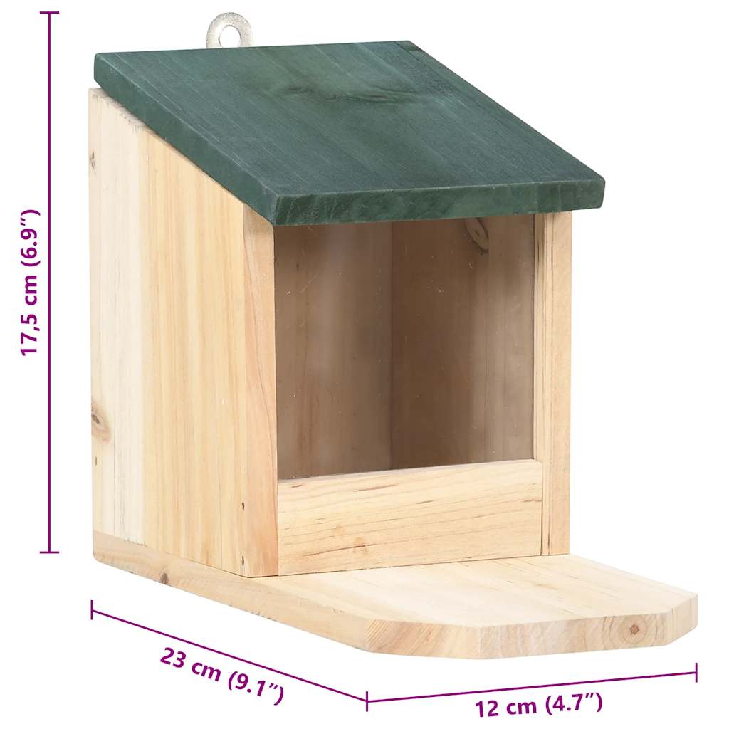 HKM-7795645 Wooden Squirrel Feeders Set of 4, Fir Wood with Hinged Roof and PVC Panel