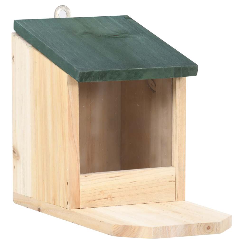HKM-7795645 Wooden Squirrel Feeders Set of 4, Fir Wood with Hinged Roof and PVC Panel