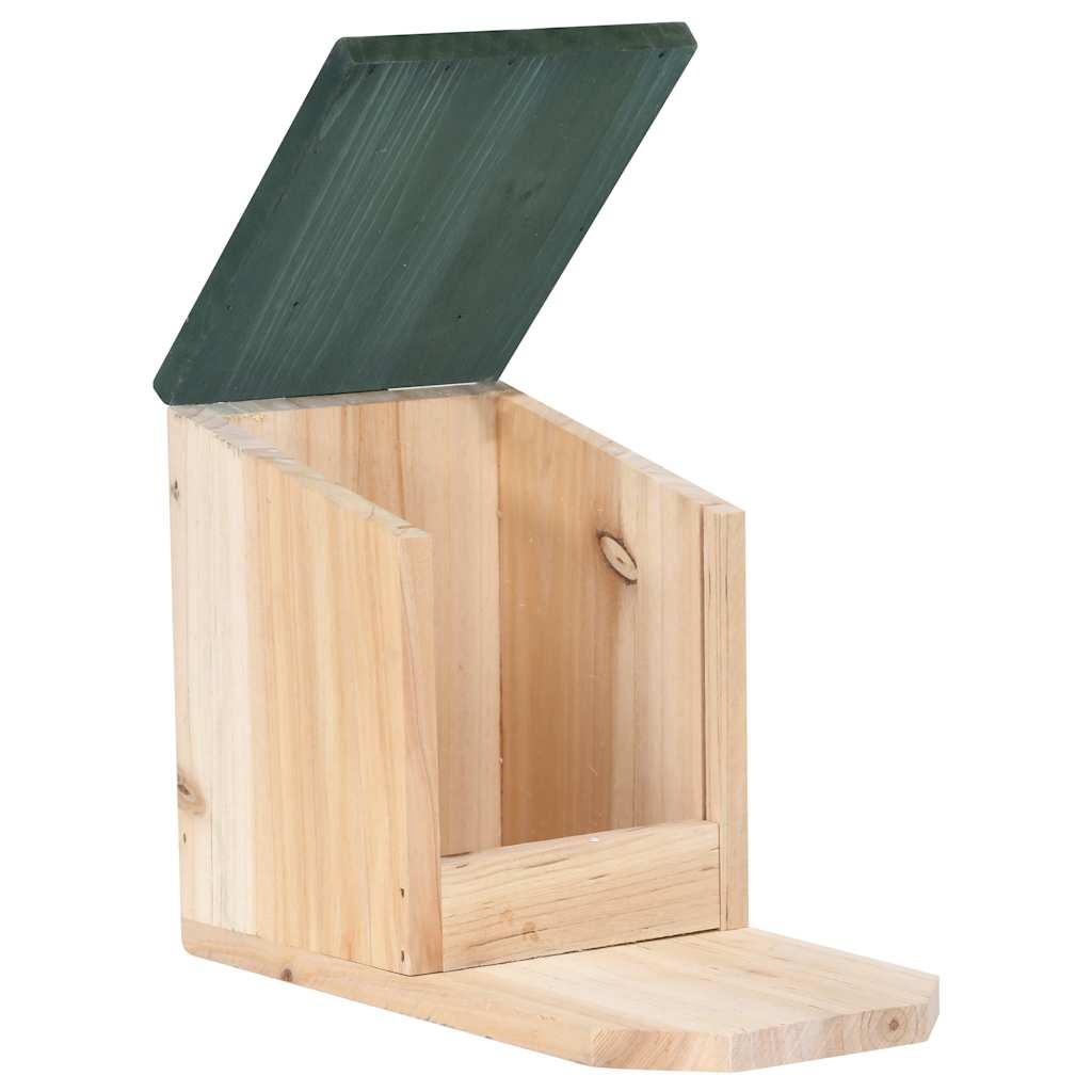 HKM-7795645 Wooden Squirrel Feeders Set of 4, Fir Wood with Hinged Roof and PVC Panel