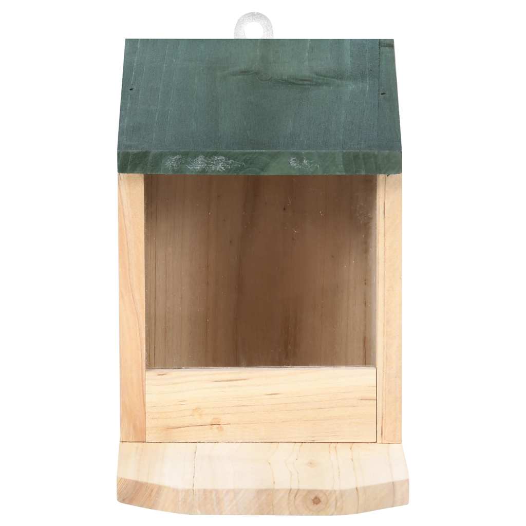 HKM-7795645 Wooden Squirrel Feeders Set of 4, Fir Wood with Hinged Roof and PVC Panel