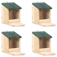 HKM-7795645 Wooden Squirrel Feeders Set of 4, Fir Wood with Hinged Roof and PVC Panel