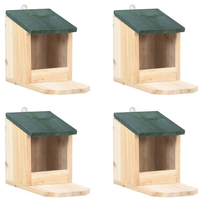HKM-7795645 Wooden Squirrel Feeders Set of 4, Fir Wood with Hinged Roof and PVC Panel