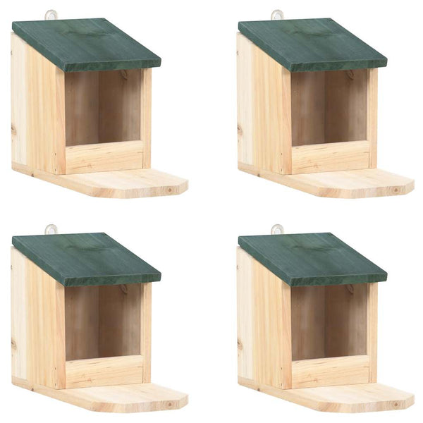 HKM-7795645 Wooden Squirrel Feeders Set of 4, Fir Wood with Hinged Roof and PVC Panel