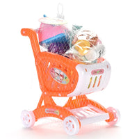 HKM-779731 Pink Supermarket Shopping Cart Toy Set for Pretend Play with Food and Fruits for Ages 3+