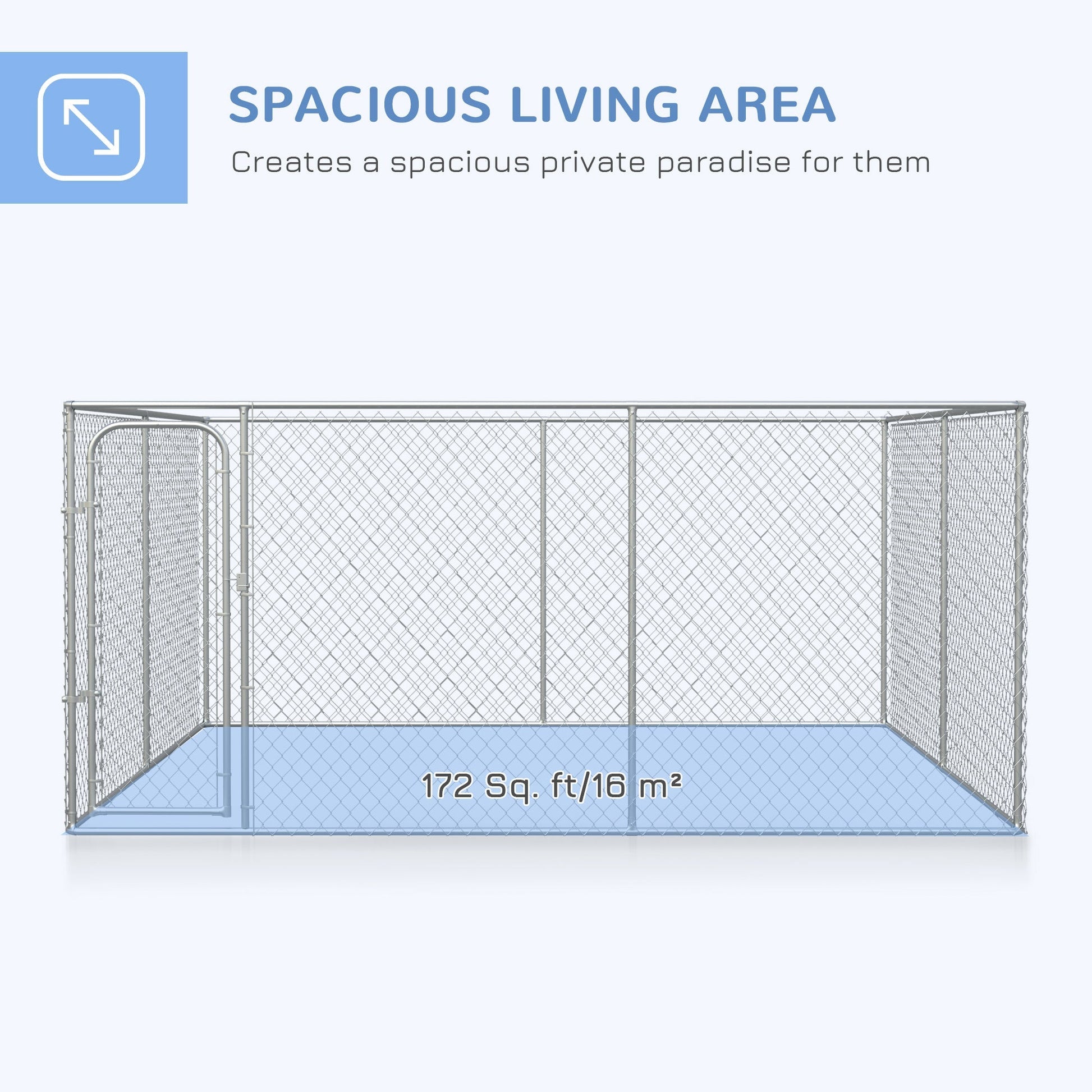 HKM-7797693 Large Outdoor Dog Kennel with Heavy-Duty Steel, 6ft High Enclosure for Comfort and Security