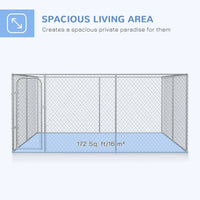 HKM-7797693 Large Outdoor Dog Kennel with Heavy-Duty Steel, 6ft High Enclosure for Comfort and Security