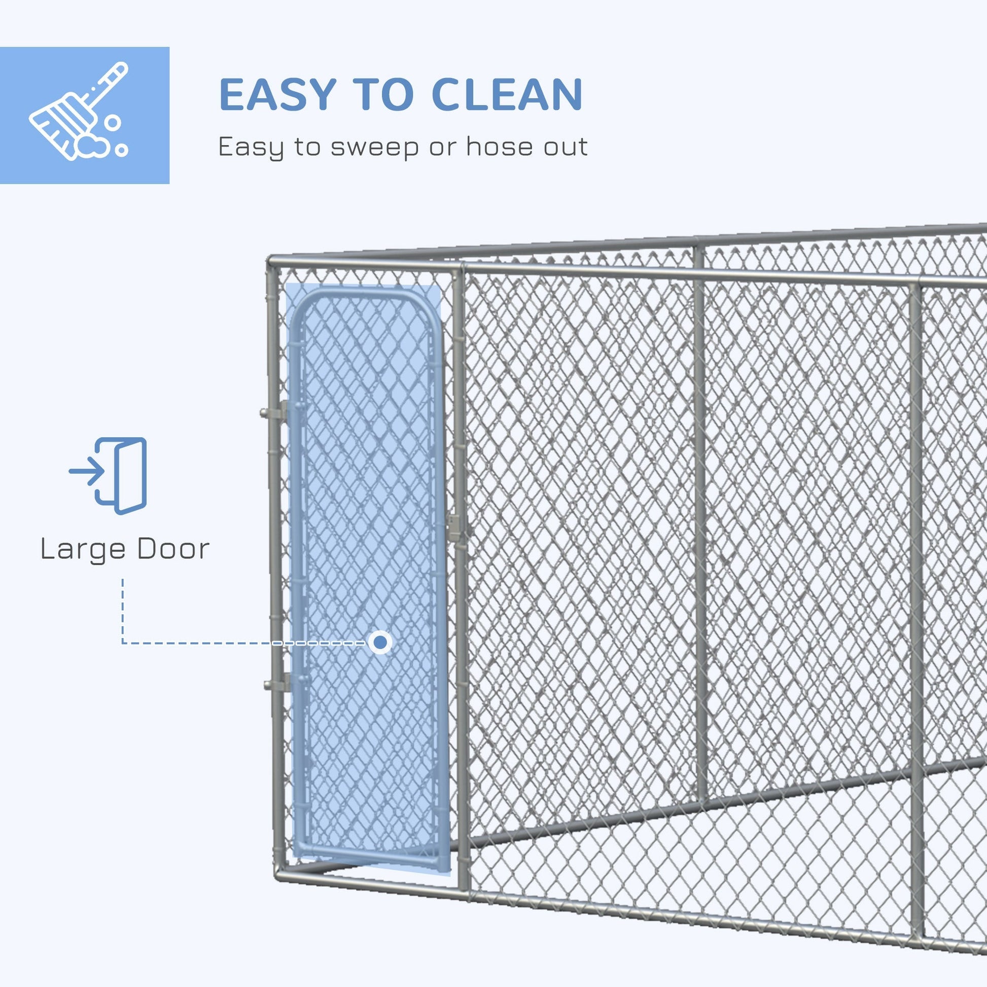 HKM-7797693 Large Outdoor Dog Kennel with Heavy-Duty Steel, 6ft High Enclosure for Comfort and Security