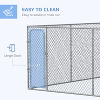 HKM-7797693 Large Outdoor Dog Kennel with Heavy-Duty Steel, 6ft High Enclosure for Comfort and Security