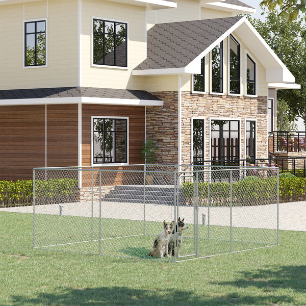 HKM-7797693 Large Outdoor Dog Kennel with Heavy-Duty Steel, 6ft High Enclosure for Comfort and Security