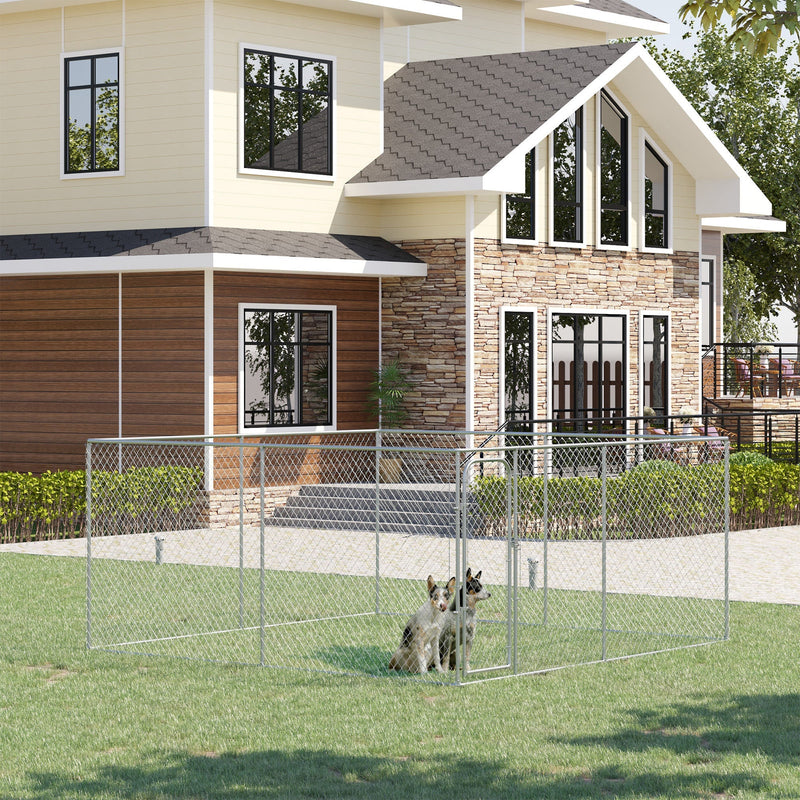 HKM-7797693 Large Outdoor Dog Kennel with Heavy-Duty Steel, 6ft High Enclosure for Comfort and Security