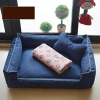 HKM-7798077 Kennel Bed with Bite-Proof Material for Medium to Large Dogs - Includes Nest, Bone Pillow, and Blanket