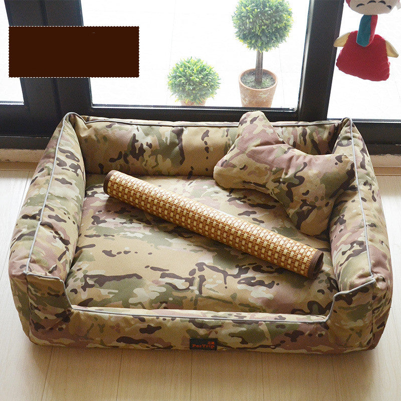 HKM-7798077 Kennel Bed with Bite-Proof Material for Medium to Large Dogs - Includes Nest, Bone Pillow, and Blanket