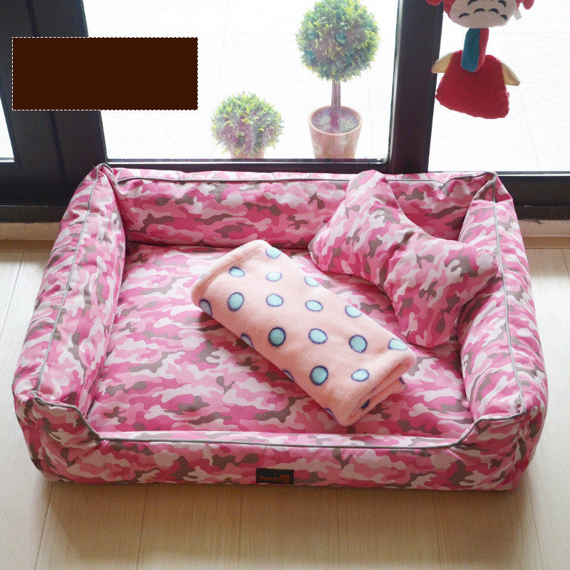 HKM-7798077 Kennel Bed with Bite-Proof Material for Medium to Large Dogs - Includes Nest, Bone Pillow, and Blanket