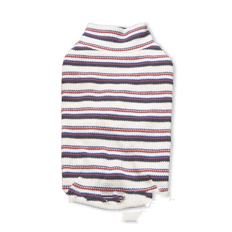 HKM-7798461 Comfortable Long-Sleeved Striped Waffle Pet Shirt for Dogs and Cats in Curry Apricot, Green Apricot, Blue Yellow