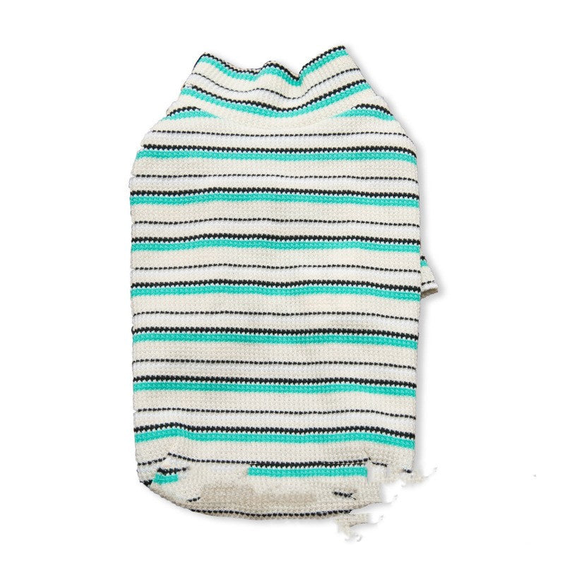HKM-7798461 Comfortable Long-Sleeved Striped Waffle Pet Shirt for Dogs and Cats in Curry Apricot, Green Apricot, Blue Yellow