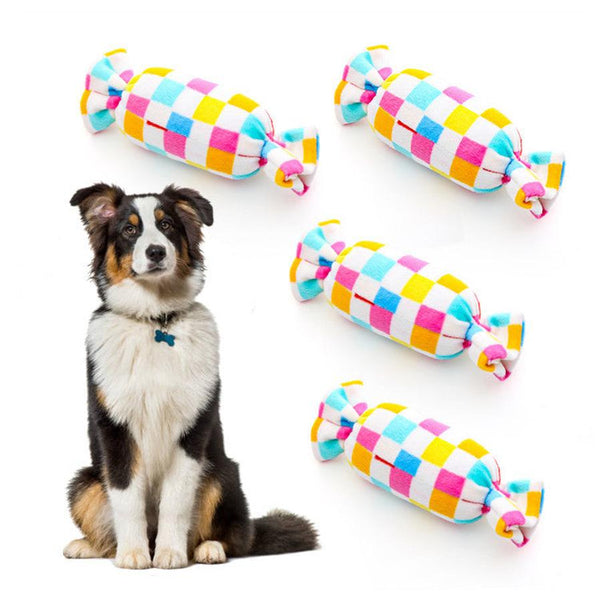 HKM-779987 Interactive Plush Dog Toy with Sound and Dental Cleaning Functions - Candy Square Puzzle