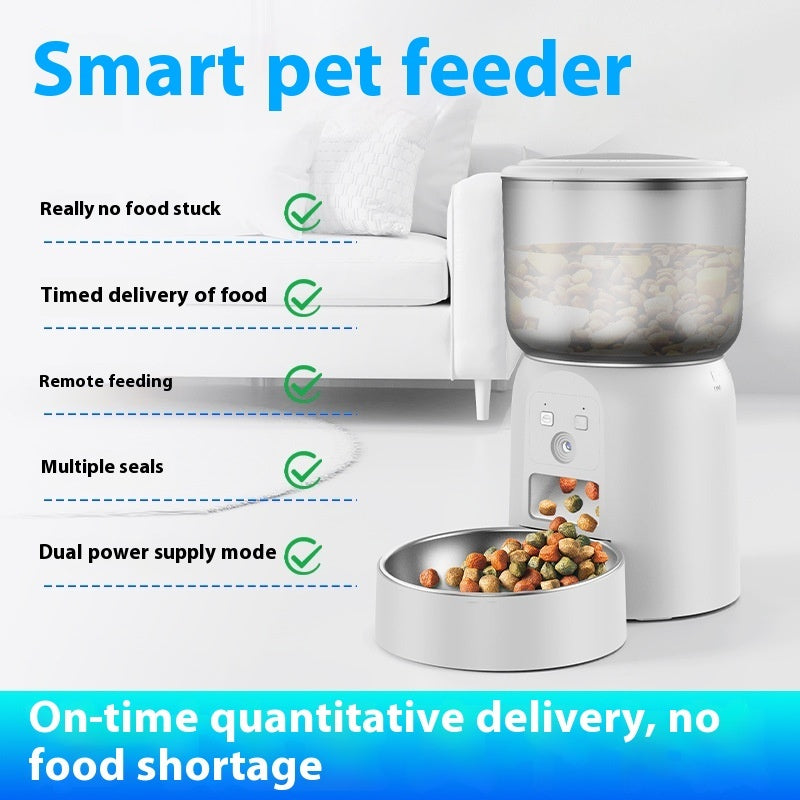 HKM-7799997 Automatic Pet Feeder with Monitoring and Moisture-Proof Design for Dogs and Cats