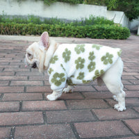 HKM-7800381 Thickened Plush Dog Coat for Autumn and Winter in Green and Orange