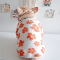 HKM-7800381 Thickened Plush Dog Coat for Autumn and Winter in Green and Orange