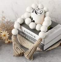 HKM-780051 Large Black and Natural Wood Bead Garland with 4cm Diameter Beads for Home Décor