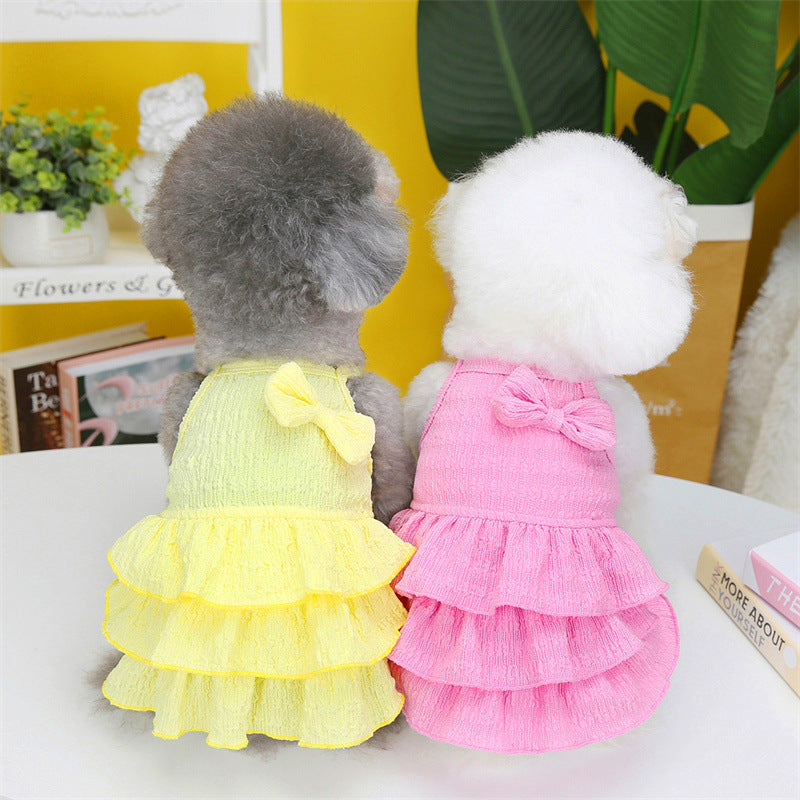 HKM-7801405 Candy Layered Skirt Dress for Small Dogs - Available in Rose Red, Yellow, and Water Green