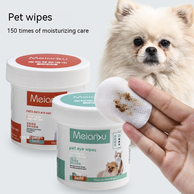 HKM-7801661 Pet Eye and Ear Cleaning Wipes - 150 Count for Gentle Tear and Wax Removal