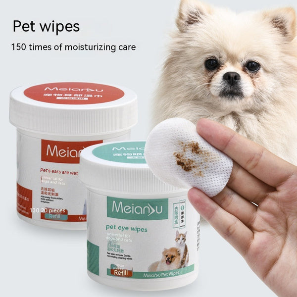 HKM-7801661 Pet Eye and Ear Cleaning Wipes - 150 Count for Gentle Tear and Wax Removal