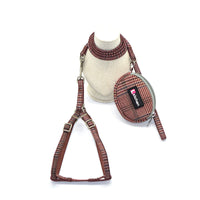 HKM-7801789 Plaid Cotton Pet Leash and Collar Set with Snack Bag for All Dog Breeds