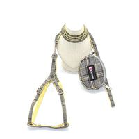 HKM-7801789 Plaid Cotton Pet Leash and Collar Set with Snack Bag for All Dog Breeds