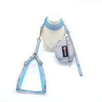 HKM-7801789 Plaid Cotton Pet Leash and Collar Set with Snack Bag for All Dog Breeds