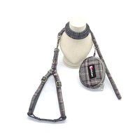 HKM-7801789 Plaid Cotton Pet Leash and Collar Set with Snack Bag for All Dog Breeds