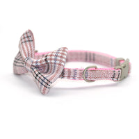 HKM-7801789 Plaid Cotton Pet Leash and Collar Set with Snack Bag for All Dog Breeds