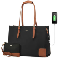 HKM-780179 Elegant Ladies' 2-Piece Tote Bag Set with Large Capacity for 15.6-Inch Laptops and Daily Essentials