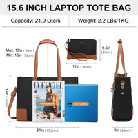 HKM-780179 Elegant Ladies' 2-Piece Tote Bag Set with Large Capacity for 15.6-Inch Laptops and Daily Essentials