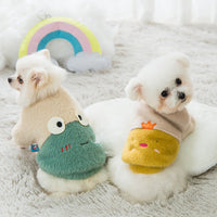 HKM-7802173 Cartoon-Themed Warm Pet Sweater in Green Frog & Yellow Chicken Styles