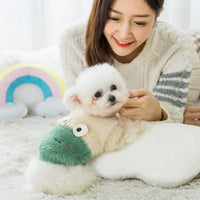HKM-7802173 Cartoon-Themed Warm Pet Sweater in Green Frog & Yellow Chicken Styles