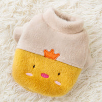 HKM-7802173 Cartoon-Themed Warm Pet Sweater in Green Frog & Yellow Chicken Styles