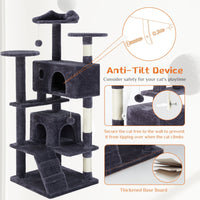 HKM-7803069 Multi-Functional Cat Treehouse with Climbing Frame - Beige & Deep Blue Options, 50x50x135 cm