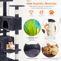 HKM-7803069 Multi-Functional Cat Treehouse with Climbing Frame - Beige & Deep Blue Options, 50x50x135 cm