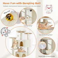 HKM-7803069 Multi-Functional Cat Treehouse with Climbing Frame - Beige & Deep Blue Options, 50x50x135 cm