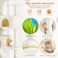 HKM-7803069 Multi-Functional Cat Treehouse with Climbing Frame - Beige & Deep Blue Options, 50x50x135 cm