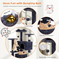 HKM-7803069 Multi-Functional Cat Treehouse with Climbing Frame - Beige & Deep Blue Options, 50x50x135 cm