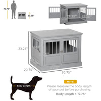 HKM-7803453 Cozy Dark Gray Wooden Dog Crate End Table with Triple Doors for Small Dogs