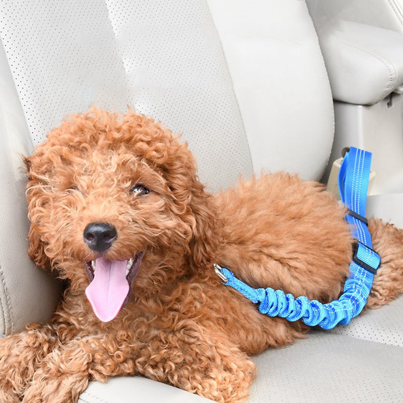 HKM-7803581 Adjustable Elastic Dog Car Seat Belt with Reflective Strip - 50cm to 60cm Length, Available in Multiple Colors