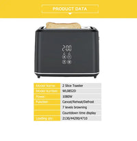 HKM-780371 Smart Touch Screen Toaster - 1080W Dual Slice Design for Perfect Toasting