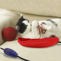 HKM-7803837 Constant Temperature Heating Pad for Cats - Soft Sheared Flannel Cushion, 30cm x 30cm, 12-15 Watts, Available in Red and Brown