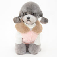 HKM-7804221 Cotton Pet Vest with Fur Collar in Gray and Pink Options for Winter Warmth